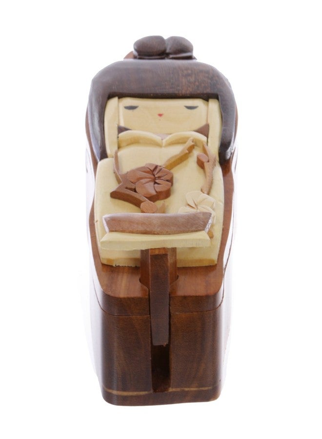 Beltiscool Handcrafted Wooden Japanese Doll Secret Jewelry Puzzle Box - Doll - Image 3